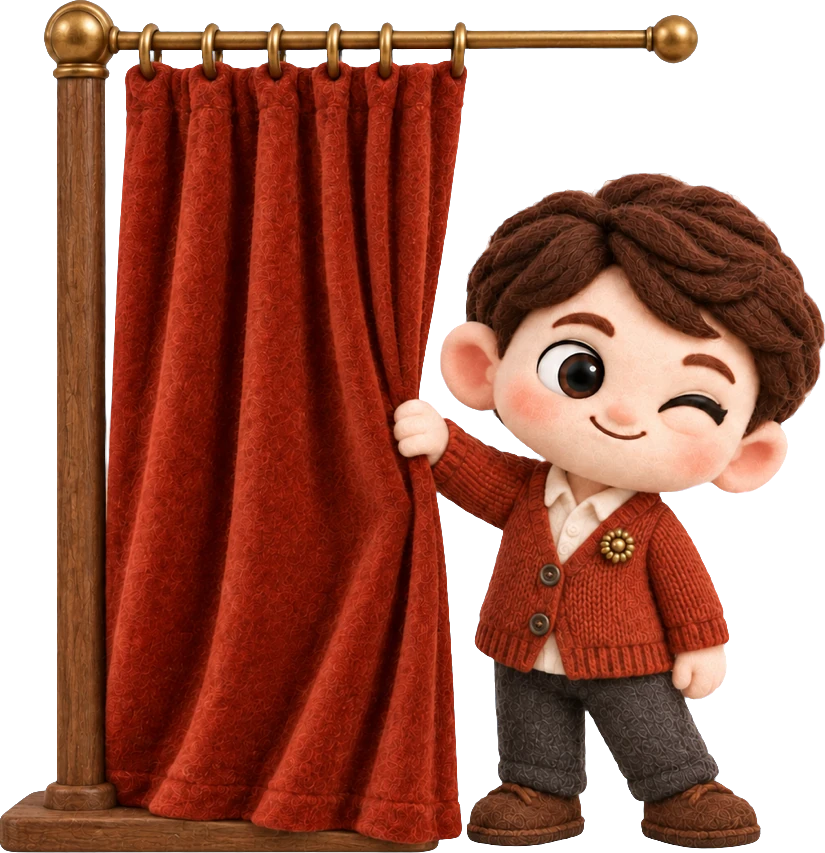 Buddy drawing a curtain over the mess
