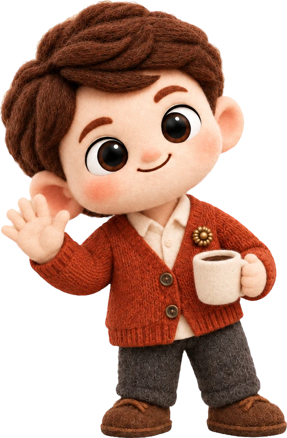 Buddy leaning on your Mac with his morning coffee